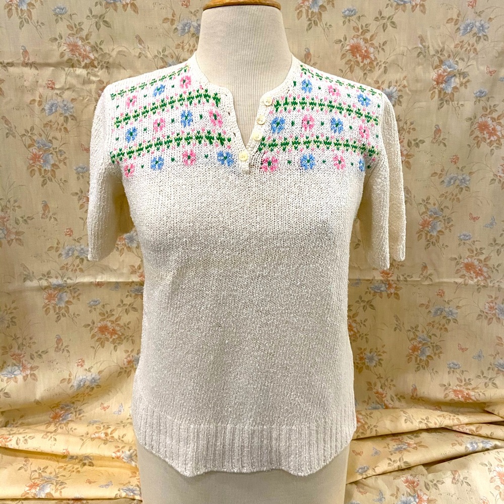 Vintage Spring Flowers Sweater